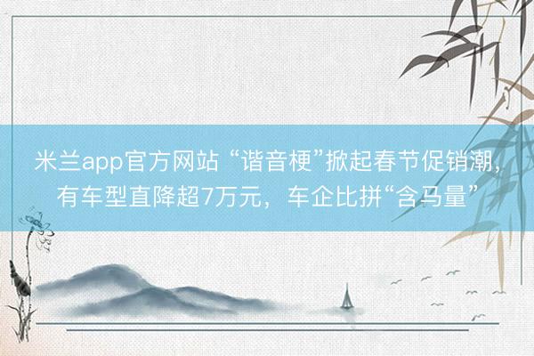 米兰app官方网站 “谐音梗”掀起春节促销潮，有车型直降超7万元，车企比拼“含马量”