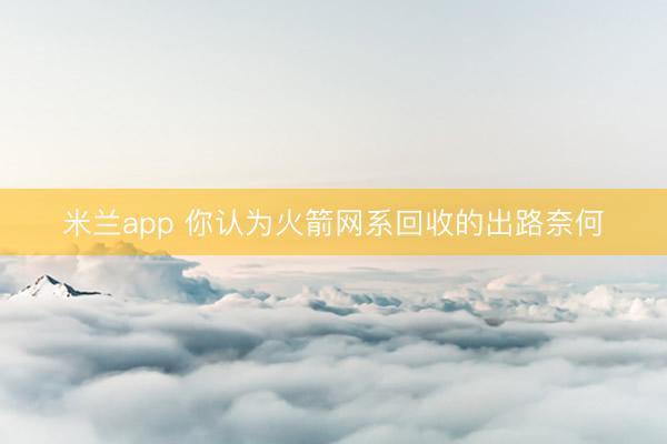 米兰app 你认为火箭网系回收的出路奈何