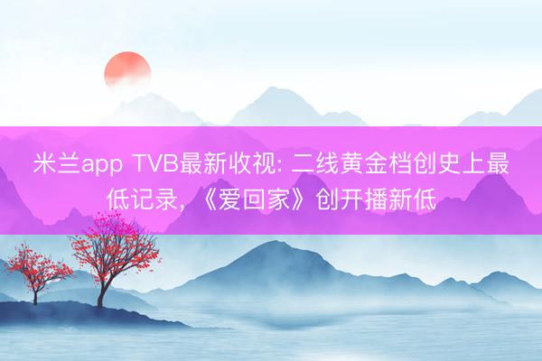 米兰app TVB最新收视: 二线黄金档创史上最低记录， 《爱回家》创开播新低